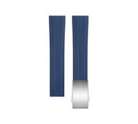 SCHIK 20mm Fluororubber Watchband Straps For Tissot T122 Carson Zhenme 1853 Men Women T122410a T122407A T122207A Wrist Strap(Dark Blue Silver Buckle,21mm)