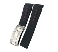 SCHIK 21mm 22mm Black Red Blue Rubber Watchband For Rolex DEEPSEA Sea-Dweller Submariner 41mm Diving Waterproof Silicone Watch Strap(Black Red,21mm Submariner)