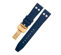 SCHIK 21mm Nature Fluororubber FKM Rubber With Rivet Watchband For IWC Strap Big Pilot Mark Portugieser Soft Wristband(Blue3,22MM)