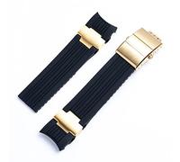 SCHIK 22x20mm DIVER and MARINE Waterproof Soft Silicone Rubber Watchband Wrist Watch Band Belt For Ulysse Nardin Strap Folding Buckle(Black Gold set)