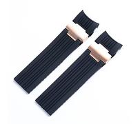 SCHIK 22x20mm DIVER and MARINE Waterproof Soft Silicone Rubber Watchband Wrist Watch Band Belt For Ulysse Nardin Strap Folding Buckle(Black Rose Link)
