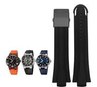 SCHIK 24mm*12mm Lug End Rubber Waterproof Watchband For Oris Wristband Silicone Watch Strap Stainless Steel Folding Clasp(Black-black)