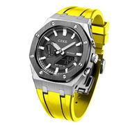SCHIK 5rd For GA2100 GA2110 Mod Kits, Metal Watch Band Strap Bezel, Watch Modding Replacement Accessories Set Silver Black Case(Yellow)