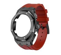 SCHIK 5rd Soft Silicone Strap Metal Case For GA2100VB-1A,GA2100-1A1,GA2100-7A Mod Retrofit Kit(Red7)