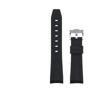 SCHIK Curved End 21mm Nature Fluorine Rubber Watchband Replace For Rolex Strap New Green Submariner Explorer 2 Role Watch Band Belt(Black,21mm)