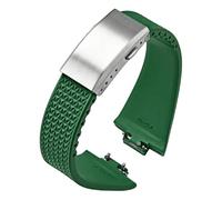 SCHIK Fluoro Rubber Strap,For Tissot PRX Series Super Player 35mm 40mm Women Men FKM Quick Release Folding Buckle Watch Band 11mm 12mm(Green,11mm)
