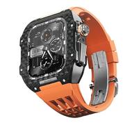 SCHIK Fluororubber Watch Band Carbon Fiber Case Modification Kit，For Apple Watch Series 8 7 45mm SE 6 5 4 44mm Upgrade Replace Watch Strap(06,For 44mm)