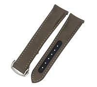 SCHIK For Omega Seamaster 300 Speedmaster AT150 Planet Ocean Smooth Cowhide Watch Strap 19mm 20mm 21mm Genuine Leather Watchband(Brown silver round,19mm)