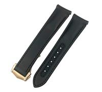 SCHIK For Omega Seamaster 300 Speedmaster AT150 Planet Ocean Smooth Cowhide Watch Strap 19mm 20mm 21mm Genuine Leather Watchband(Black rose,20mm)