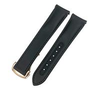 SCHIK For Omega Seamaster 300 Speedmaster AT150 Planet Ocean Smooth Cowhide Watch Strap 19mm 20mm 21mm Genuine Leather Watchband(Black rose round,20mm)