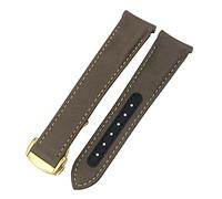 SCHIK For Omega Seamaster 300 Speedmaster AT150 Planet Ocean Smooth Cowhide Watch Strap 19mm 20mm 21mm Genuine Leather Watchband(Brown gold round,20mm)
