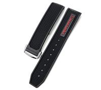 SCHIK For Omega Speedmaster Watch Strap Stainless Steel Deployment Buckle 20mm 21mm 22mm Rubber Silicone Watchband(Black red silver,19mm)