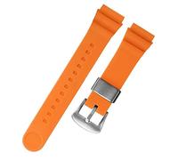 SCHIK For Seiko 5 No. Solar watchband men silicone rubber strap 22mm sports diving canned SNE537 SRPA83J1 Wrist strap(Orange silver buckle)