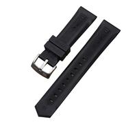 SCHIK For TAG HEUER Sports Silicone Tape Watch Band Natural Rubber Silicone Bracelet Waterproof Sweat Fine Steel Watch Buckle 20 22mm(Black Silver,20mm)