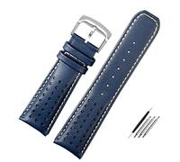 SCHIK Genuine Leather Watch Strap for Citizen Blue Angel Generation AT8020-54L/JY8078 Second Generation Air Eagle Cowhide 22 23mm(Blue yellow-silver,22mm)