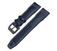 SCHIK Genuine Leather Watchband For IWC Mark XVIII Le Petit Prince Pilot’s Watch 20mm 21mm 22mm Cowhide Strap(Dark blue black,20mm)