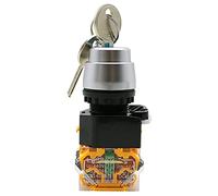 SCHIK LA38-11Y/2 LA38-20Y/3 22mm Knob Selector Rotary Lock Key Switch 2 3 Position 1NO1NC 2NO with 2 Keys Latching Push Button Switch (Color : 3 Position, Size : 2NO)