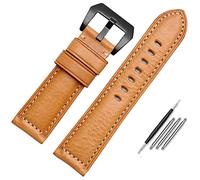 SCHIK Leather Watch Band For Men, Suitable For Panerai Seiko Citizen Jeep Italian Leather Watch Chain 22mm 24mm 26mm WatchBands(Khaki black,22mm)