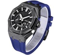 SCHIK Metal Watch Case and Rubber Band Stainless Steel Watch Bezel Rubber Strap Compatible with gm2100 ga2100/2110-Mod Kit 5th Gen Modfication Accessories(Color07,Gm2100)