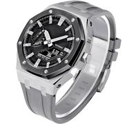SCHIK Metal Watch Case and Rubber Band Stainless Steel Watch Bezel Rubber Strap Compatible with gm2100 ga2100/2110-Mod Kit 5th Gen Modfication Accessories(Color08,Ga2100/2110)