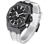 SCHIK Metal Watch Case and Rubber Band Stainless Steel Watch Bezel Rubber Strap Compatible with gm2100 ga2100/2110-Mod Kit 5th Gen Modfication Accessories(Color03,Gm2100)