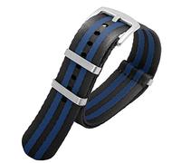 SCHIK Premium Quality 20mm 22mm Seatbelt Watch Band Nylon Strap For Seiko Mido 007 James Bond Military Striped Replacement Men Watch(A11 silver clasp,22mm)