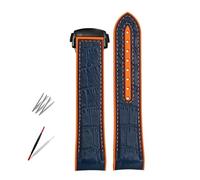 SCHIK Rubber Silicone Watch Bands For Omega Seamaster 300 speedmaster Strap Watchband Moon Watch Strap 20mm 22mm(Blue orange-B,20mm)