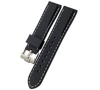 SCHIK Rubber Watchband 18mm 19mm 21mm 20mm 22mm 23mm 24mm For Rolex For Seiko For SKX For Omega Soft Waterproof Silicone Watch Strap(Black white,21mm)