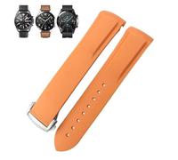 SCHIK Rubber Watchband 22mm 20mm Curved End Silicone Strap Fit for Omega x watch Seamaster Speedmaster AT150 De Ville Seiko Fabric Watch Strap(Orange silver,20mm)