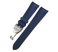 SCHIK Rubber Watchband 22mm 20mm Silicone Watch Strap For Tudor Heritage Black Bay 1958 Pelagos Black Waterproof Sports Bracelets(Blue Folding,22mm)