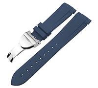 SCHIK Rubber Watchband 22mm Silicone Watch Strap For Tudor Heritage Black Bay Pelagos Waterproof Bracelets(Blue folding)