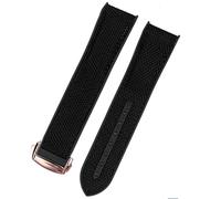 SCHIK Watch Bracelet For Omega 300 SEAMASTER 600 PLANET OCEAN Folding Buckle Silicone Nylon Strap Watch Accessories Watch Band Chain(Black-RoseGold Clasp,20mm)