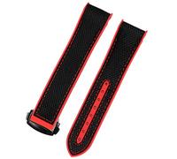 SCHIK Watch Bracelet For Omega 300 SEAMASTER 600 PLANET OCEAN Folding Buckle Silicone Nylon Strap Watch Accessories Watch Band Chain(Red-Black Clasp,22mm)