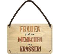 schilderkreis24 Tin Sign 18 x 12 cm with Cord and Suction Cup - Saying Frauen sind wie menschen nur krasser - Funny Decoration and Gift Idea