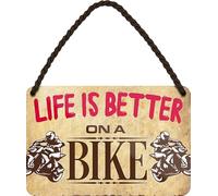 schilderkreis24 - Tin signs, funny saying "Life is better on a bike" decorative sign hanging sign gift birthday Christmas motorcycle and biker fans 18 x 12 cm