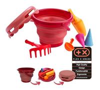 Schildkröt 7-in-1 Sand Toy Set, Innovative, Compact and Space-Saving, 3-Liter Collapsible Bucket with 6 Sand Toys, 970245