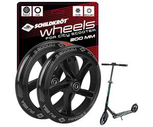 Schildkröt City Scooter 200 mm Replacement Wheels Set of 2 High-Quality PU Wheels (85A) with ABEC7 Bearings and Robust Plastic Rim