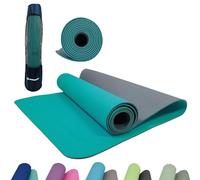 Schildkröt Fitness Tapis de Yoga, 4 mm, Bicolore, en un Sac de Transport, Anthracite/Bleu Pétrole, 960268