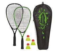 Schildkröt Speed Badminton Set, 2 Practical Aluminum Rackets, Length 54.5 cm, 3 Shuttlecocks Perfect for Fast and Wind-Stable Play, in a Bag, Green-Black, 970906