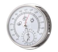 Schimer Barometer Thermometer Hygrometer, 5.2in Stainless Steel Weather | Mechanical No Battery, Indoor Outdoor Use for Patio Garage Office, Wall Mount or Portable, Clear Dial, 950-1050hPa Range