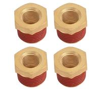 Schimer Brass Pipe Adapter Kit for Leaks - 10 Pieces Reducer Bush with Threaded Connection for Plumbing - 1/2 To 1/4 NPT, Durable Brass with Rubber Seals