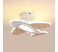 Schindora 35 W LED Ceiling Light Children's Room I Airplane Shape Dimmable Ceiling Lights with Remote Control I 50 * 45 CM I 2700-6500 K I White and Wood Accessories Ceiling Lamp