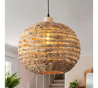 Schindora Boho Pendant Lights Kitchen Island Seagrass Weaving Lamp Shade Fixture for Dining Room 40Cm Hand-Woven Light Shade Weaving Hanging Ceiling Light for Restaurant Living Room Bedroom