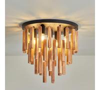 Schindora Ceiling Lights Living Room Boho,40Cm Rustic Retro Solid Wood Semi Flush Mount Ceiling Lights for Bedroom Decor Lamp Oak E27 Ceiling Lighting for Kitchen Hallway Farmhouse Entryway Foyer