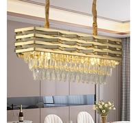 Schindora Gold Modern Crystal Chandeliers for Dining Room L80cm Chandelier Living Room Dining Room Chandelier Over Table Oval Ceiling Hanging Light Pendant Light Fixture for Kitchen Island