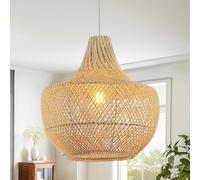 Schindora Lamp Shade Rattan,34Cm Hand-Woven Boho Lighting Fixture Wicker Weaving Pendant Light Coastal Basket Hanging Ceiling Lamp for Kitchen Island Dining Room Restaurants Bedroom Hallway