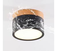 Schindora LED Ceiling Light,Surface-Mounted Wood Decor Spotlight,Mini Round Black Ceiling lamp,Cool White 6000K,12W.