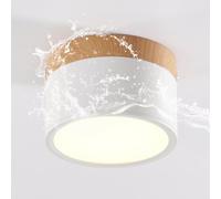 Schindora LED Ceiling Light,Surface-Mounted Wood Decor Spotlight,Mini Round White Ceiling lamp,Warm White 3000K,12W.