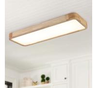 Schindora LED Ceiling Lights Wood,80 * 30Cm Modern Ceiling Lights Living Room Flush Mount 36W Bedroom Lamp,Dimmable with Control,Square Kitchen Large Lights Ceiling for Office