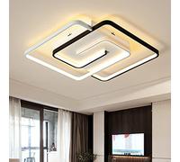 Schindora Modern LED Ceiling Light 36W 50cm with Remote Control, Geometry Square Black White Dimmable Ceiling Lights Fitting for Living Room, Bedroom, Kitchen